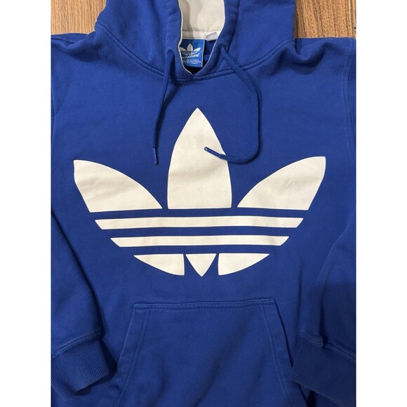 Adidas Hoodie Men Small Blue Big Trefoil Logo Long Sleeve Pullover Streetwear - Picture 2 of 5